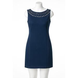 Armani Jeans Studded Denim Dress Size 6 | Sleeveless Sheath Zip Back